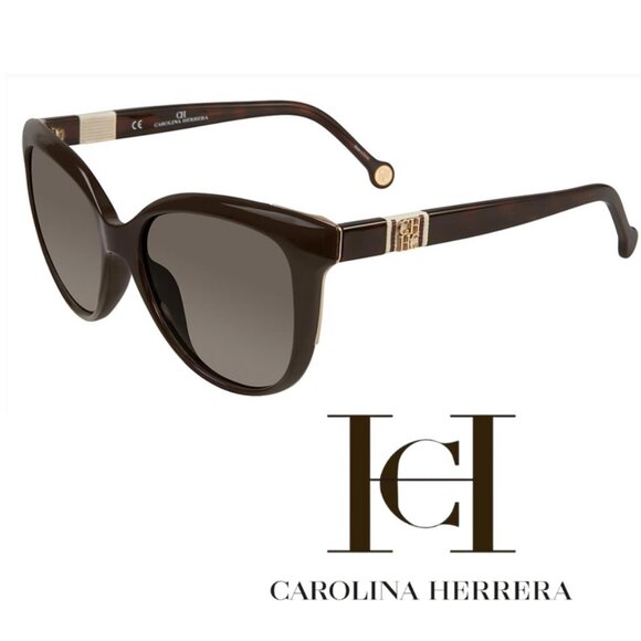 Carolina Herrera Accessories - Carolina Herrera Sunglasses SHE697 Brown Cat Eye Classic